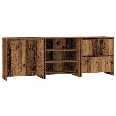 vidaXL Dressoirs met plank Anders 3 pcs Oud hout 70 x 41 x 75 cm Bewerkt hout afbeelding2 - 1