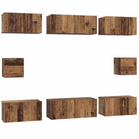 vidaXL TV-kast set met plank 8 pcs Oud hout Medium 30.5 x 30 x 30 cm afbeelding2 - 1