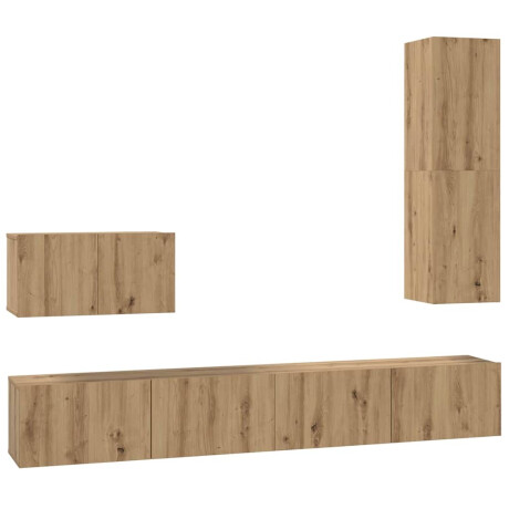 vidaXL TV-kast set 4 pcs artisanaal eikenkleurig Medium Bewerkt hout afbeelding2 - 1