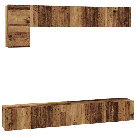 vidaXL Tv-meubelset 5 pcs Oud hout Medium 100 cm x 30 cm x 30 cm afbeelding2 - 1