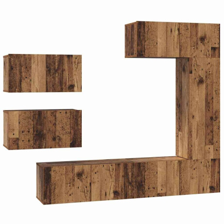 vidaXL Tv-meubelset 6 pcs Oud hout 30.5 x 30 x 90 cm Bewerkt hout afbeelding2 - 1