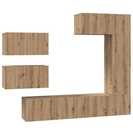 vidaXL Tv-meubelset Wandgemonteerd 6 pcs Artisan Eiken Bewerkt hout afbeelding2 - 1