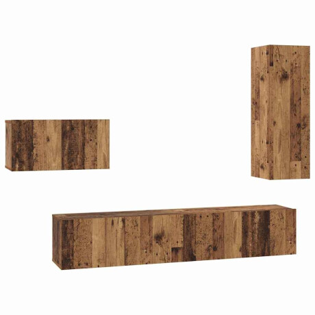vidaXL Tv-meubelset 4 pcs Oud hout 30.5 x 30 x 90 cm Bewerkt hout afbeelding2 - 1