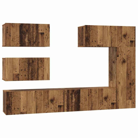 vidaXL Tv-meubelset 6 pcs Oud hout 30.5 x 30 x 90 cm Bewerkt hout afbeelding2 - 1