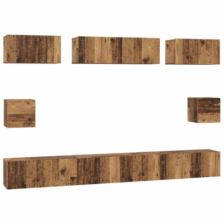 vidaXL TV-kast set met plank 8 pcs Oud hout Medium 30.5 x 30 x 30 cm afbeelding2 - 1