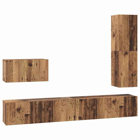 vidaXL Tv-meubelset 4 pcs Oud hout 30.5 x 30 x 110 cm Bewerkt hout afbeelding2 - 1
