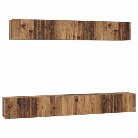 vidaXL TV-kast set met plank Wandgemonteerd met opslag met de deur 5 pcs Oud hout Medium Bewerkt hout afbeelding2 - 1