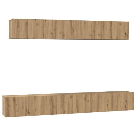 vidaXL TV-kast set met plank Wandgemonteerd met opslag met de deur 5 pcs artisanaal eikenkleurig afbeelding2 - 1