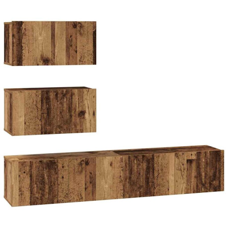 vidaXL Tv-meubelset Wandgemonteerd met opslag met de deur 4 pcs Oud hout 80 x 30 x 30 cm afbeelding2 - 1