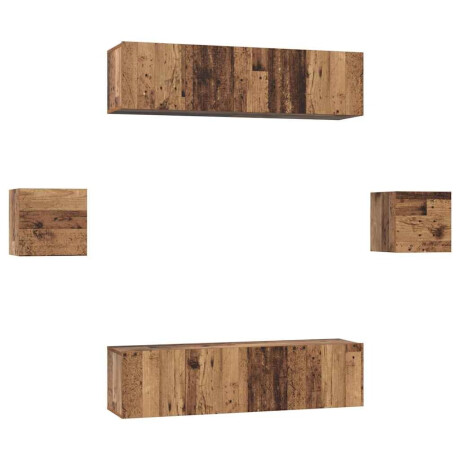 vidaXL Tv-meubelset 6 pcs Oud hout Medium 30.5 x 30 x 30 cm afbeelding2 - 1