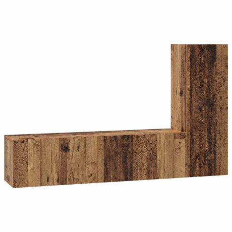 vidaXL Tv-meubelset met plank Wandgemonteerd met opslag met de deur 3 pcs Oud hout 150.5 x 30 x 90 cm afbeelding2 - 1