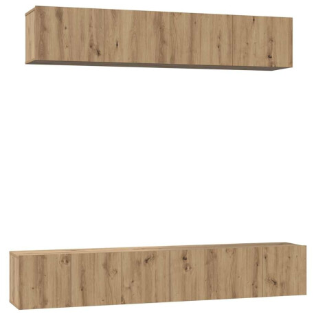 vidaXL TV-kast set met plank Wandgemonteerd met opslag met de deur 5 pcs artisanaal eikenkleurig afbeelding2 - 1