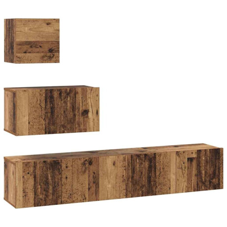 vidaXL Tv-meubelset 4 pcs Oud hout 80 x 30 x 30 cm Bewerkt hout afbeelding2 - 1