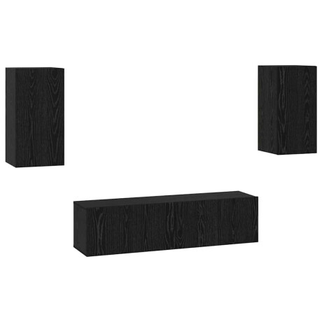 vidaXL Tv-meubelset met plank Anders 4 pcs Zwart eiken Medium 60 x 30 x 30 cm afbeelding2 - 1
