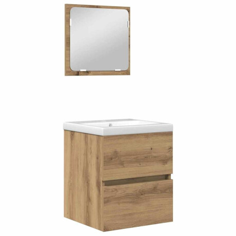 vidaXL Badkamermeubelset met lade 3 pcs Zwart eiken en Wit Standaard afbeelding2 - 1
