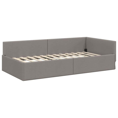 vidaXL Hoekbedframe Taupe 90 x 200 cm Stof en Geïmproviseerd hout afbeelding2 - 1