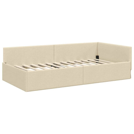 vidaXL Hoekbedframe Crème 90 x 200 cm Stof en Geïmproviseerd hout afbeelding2 - 1