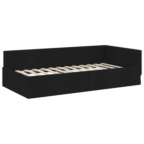 vidaXL Hoekbedframe Zwart 100 x 200 cm Stof en Geïmproviseerd hout afbeelding2 - 1