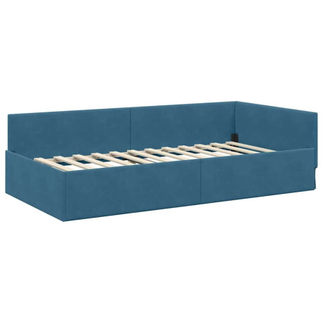 vidaXL Hoekbedframe Blauw 80 x 200 cm Fluweel en Engineered hout afbeelding2 - 1