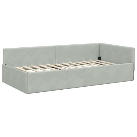 vidaXL Hoekbedframe Lichtgrijs 90 x 190 cm Fluweel en Engineered hout afbeelding2 - 1