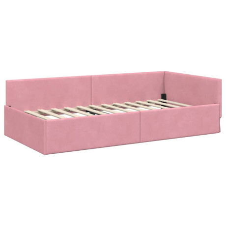 vidaXL Hoekbedframe Anders Roze 90 x 200 cm Fluweel en Engineered hout afbeelding2 - 1