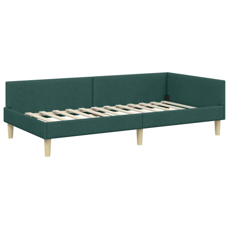 vidaXL Hoek Bed Frame Donkergroen 90 x 200 cm Stof en Geengineerd Hout afbeelding2 - 1