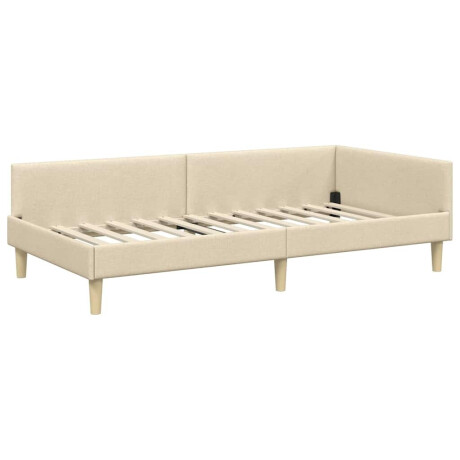 vidaXL Hoek Bed Frame Crème 90 x 200 cm Stof en Geengineerd Hout afbeelding2 - 1