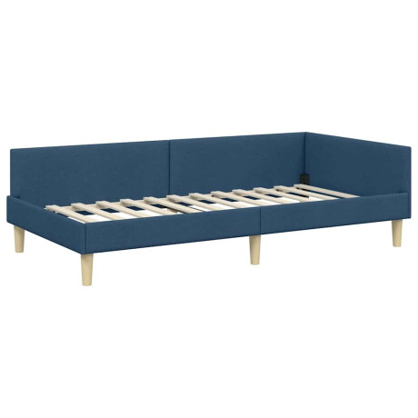vidaXL Hoek Bed Frame Blauw 90 x 200 cm Stof en Geengineerd Hout afbeelding2 - 1