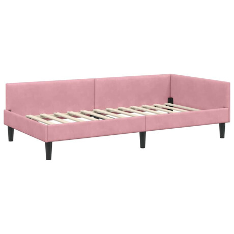 vidaXL Hoekbedframe Roze 90 x 200 cm Velvet en Engineered hout afbeelding2 - 1