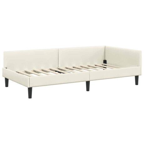 vidaXL Hoekbedframe Crème 90 x 200 cm Velvet en Engineered hout afbeelding2 - 1