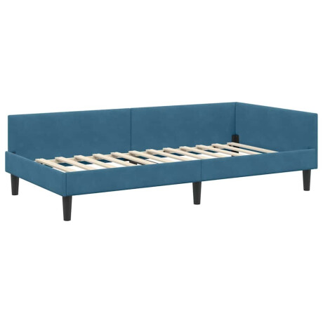 vidaXL Hoekbedframe Blauw 100 x 200 cm Velvet en Engineered hout afbeelding2 - 1