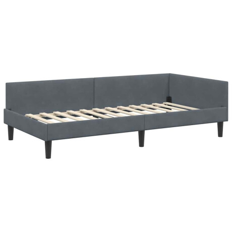 vidaXL Hoekbedframe Donkergrijs 100 x 200 cm Velvet en Engineered hout afbeelding2 - 1