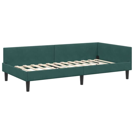 vidaXL Hoekbedframe Donkergroen 100 x 200 cm Velvet en Engineered hout afbeelding2 - 1