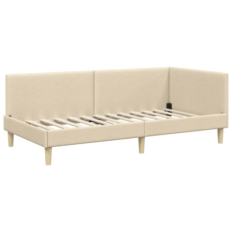 vidaXL Hoekbedframe Crème 90 x 190 cm Stof en Geïmproviseerd hout afbeelding2 - 1