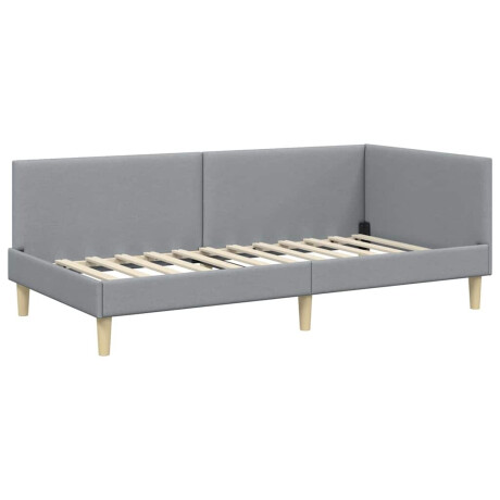 vidaXL Hoekbedframe Lichtgrijs 90 cm x 200 cm Stof en multiplex afbeelding2 - 1