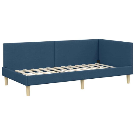 vidaXL Hoekbedframe Blauw 90 x 200 cm Stof en Geïmproviseerd hout afbeelding2 - 1