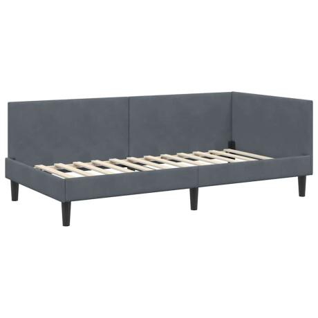 vidaXL Hoekbedframe Donkergrijs 90 x 190 cm Fluweel en Engineered hout afbeelding2 - 1