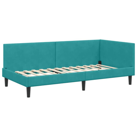 vidaXL Hoekbedframe Turquoise 90 x 190 cm Fluweel en Engineered hout afbeelding2 - 1