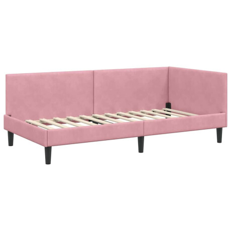 vidaXL Hoekbedframe Anders Roze 90 x 200 cm Fluweel en Engineered hout afbeelding2 - 1