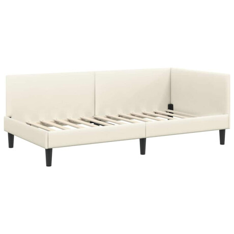 vidaXL Hoekbedframe Crème 100 x 200 cm Fluweel en Engineered hout afbeelding2 - 1