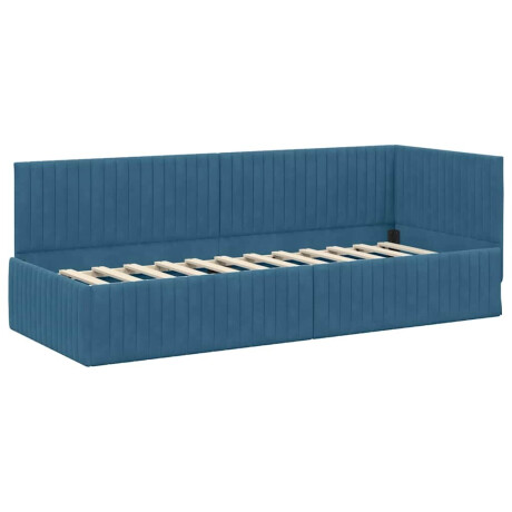vidaXL Hoekbedframe met hoofdeinde Blauw 80 cm x 200 cm Fluweel afbeelding2 - 1