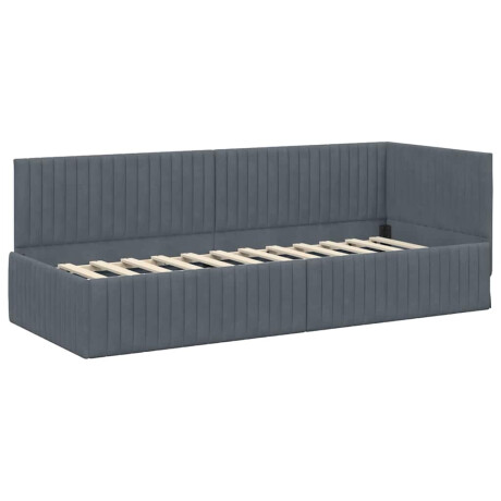 vidaXL Hoekbedframe met hoofdeinde Donkergrijs 80 cm x 200 cm Fluweel afbeelding2 - 1