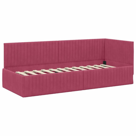 vidaXL Hoekbedframe met hoofdeinde Wijnrood 80 cm x 200 cm Fluweel afbeelding2 - 1