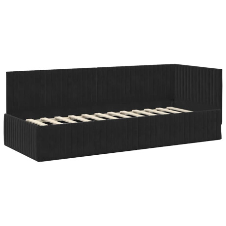 vidaXL Hoekbedframe met hoofdeinde Zwart 80 cm x 200 cm Fluweel afbeelding2 - 1
