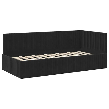 vidaXL Hoekbedframe met hoofdeinde Zwart 90 cm x 200 cm Fluweel afbeelding2 - 1