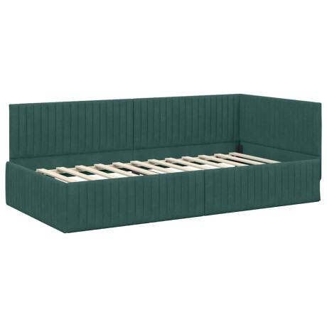 vidaXL Hoekbedframe met hoofdeinde Donkergroen 100 x 200 cm Fluweel afbeelding2 - 1