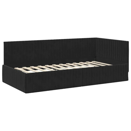 vidaXL Hoekbedframe met hoofdeinde Zwart 100 x 200 cm Fluweel afbeelding2 - 1
