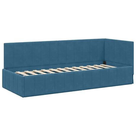vidaXL Hoekbedframe met hoofdeinde Blauw 80 cm x 200 cm Fluweel afbeelding2 - 1