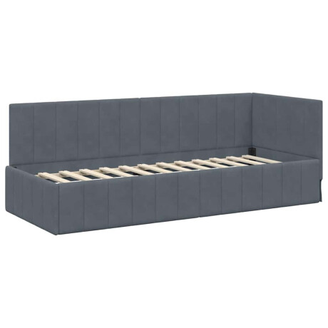 vidaXL Hoekbedframe met hoofdeinde Donkergrijs 80 cm x 200 cm Fluweel afbeelding2 - 1