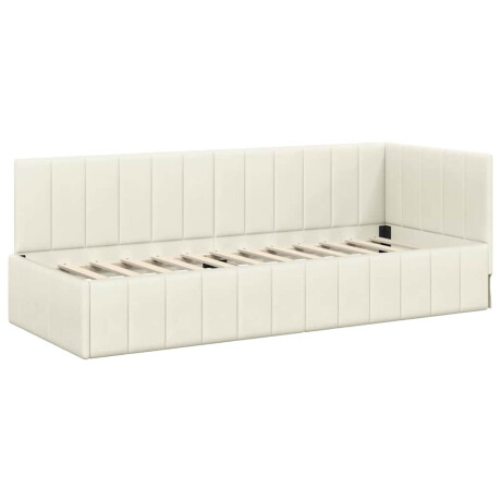 vidaXL Hoekbedframe met hoofdeinde Crème 80 x 200 cm Fluweel afbeelding2 - 1